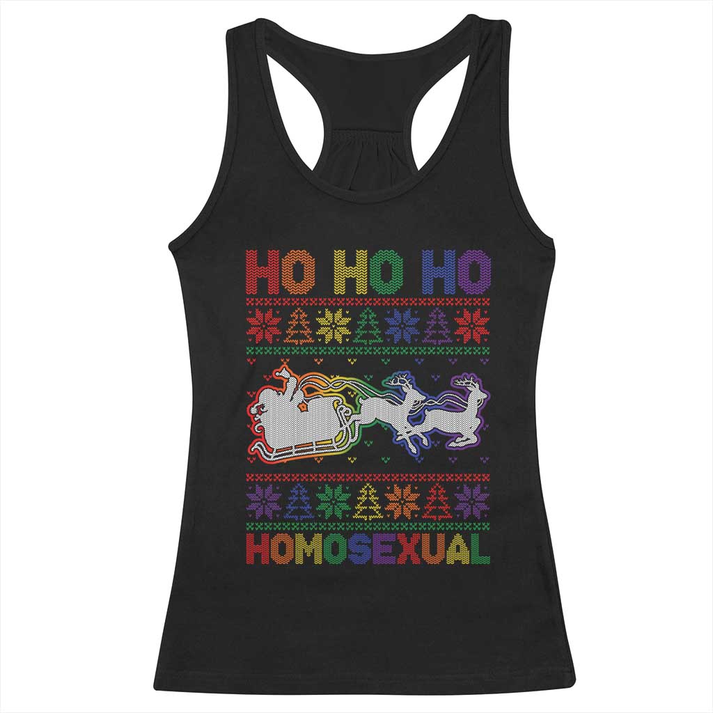 Funny Christmas LGBT Racerback Tank Top Ho Ho Ho Homosexual TS09 Black Print Your Wear