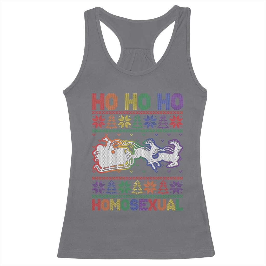 Funny Christmas LGBT Racerback Tank Top Ho Ho Ho Homosexual TS09 Charcoal Print Your Wear