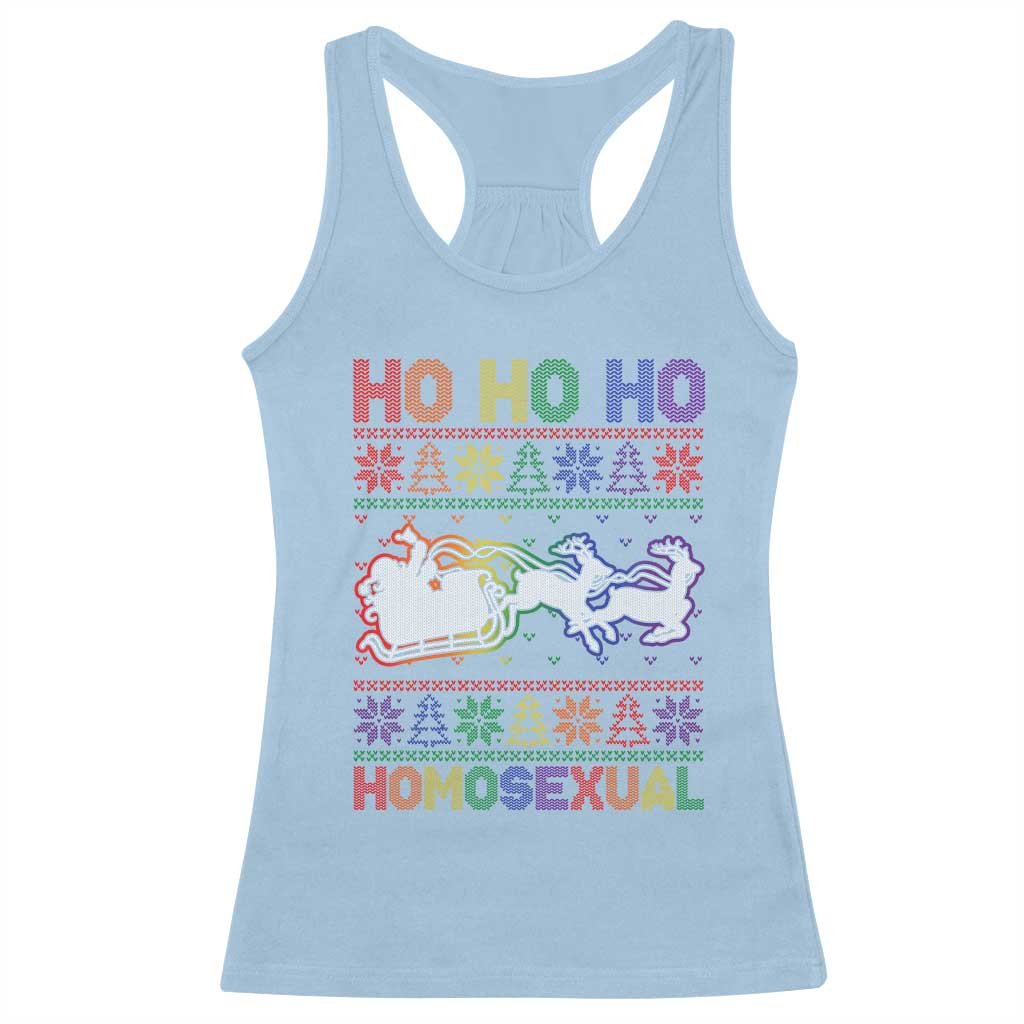 Funny Christmas LGBT Racerback Tank Top Ho Ho Ho Homosexual TS09 Light Blue Print Your Wear