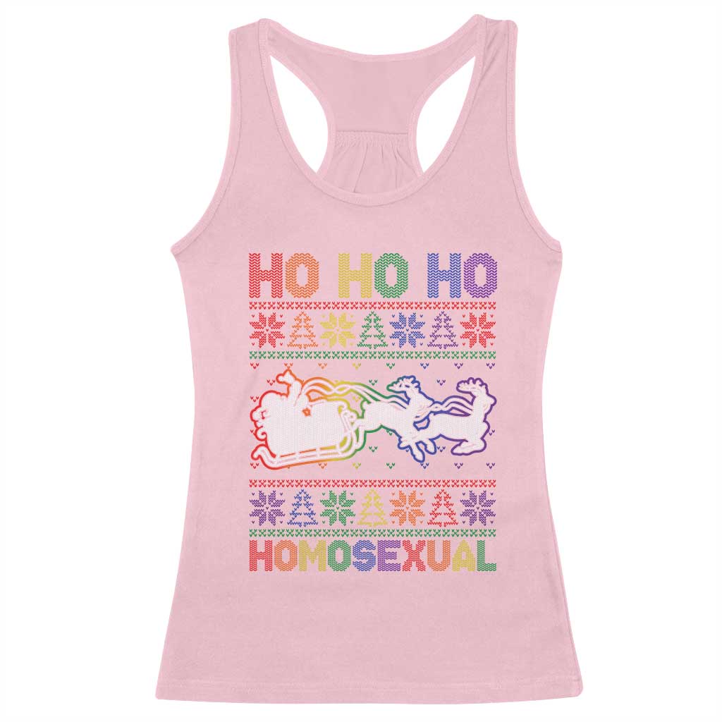 Funny Christmas LGBT Racerback Tank Top Ho Ho Ho Homosexual TS09 Light Pink Print Your Wear
