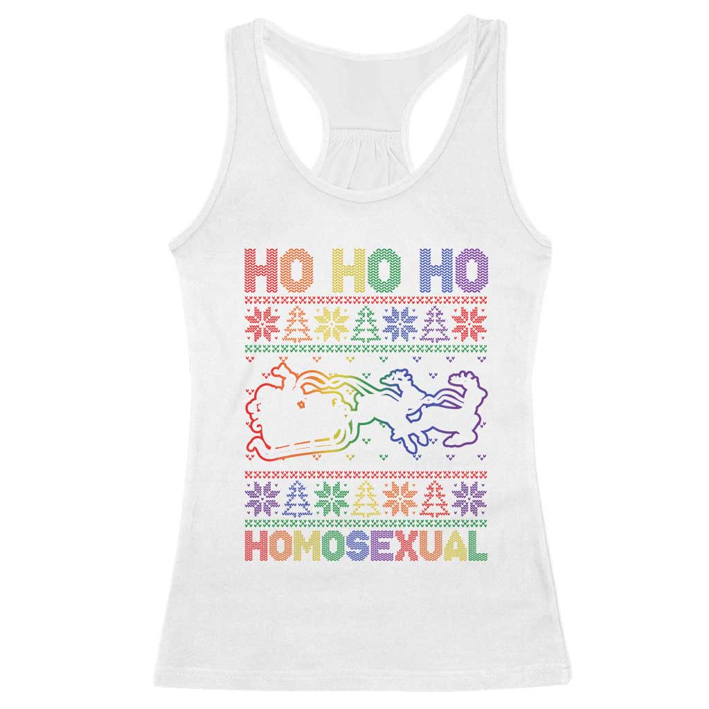 Funny Christmas LGBT Racerback Tank Top Ho Ho Ho Homosexual TS09 White Print Your Wear