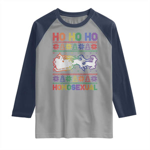 Funny Christmas LGBT Raglan Shirt Ho Ho Ho Homosexual TS09 Sport Gray Navy Print Your Wear