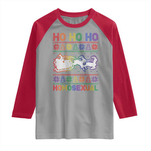 Funny Christmas LGBT Raglan Shirt Ho Ho Ho Homosexual TS09 Sport Gray Red Print Your Wear