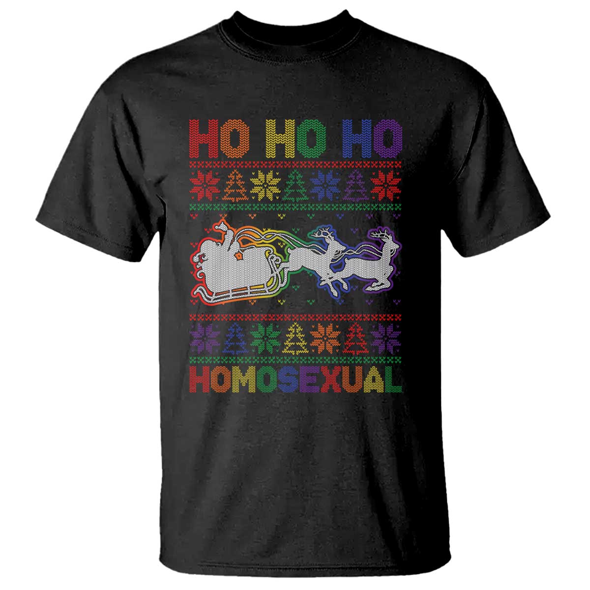 Funny Christmas LGBT T Shirt Ho Ho Ho Homosexual TS09 Black Print Your Wear