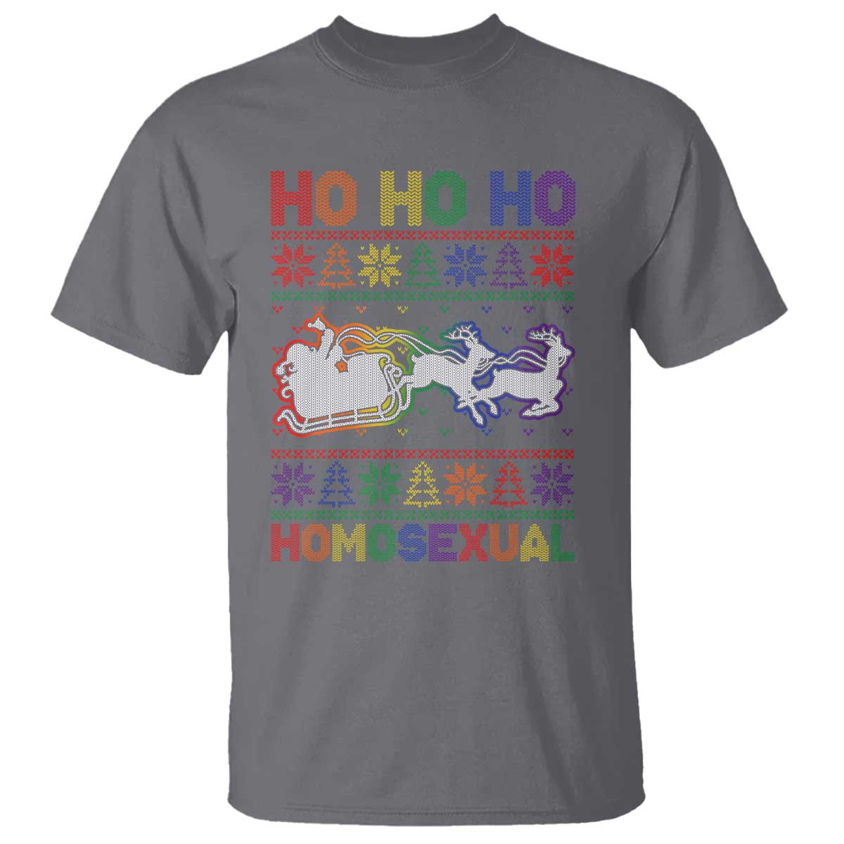 Funny Christmas LGBT T Shirt Ho Ho Ho Homosexual TS09 Charcoal Print Your Wear