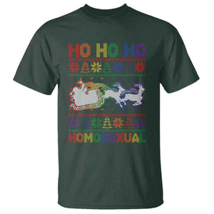 Funny Christmas LGBT T Shirt Ho Ho Ho Homosexual TS09 Dark Forest Green Print Your Wear