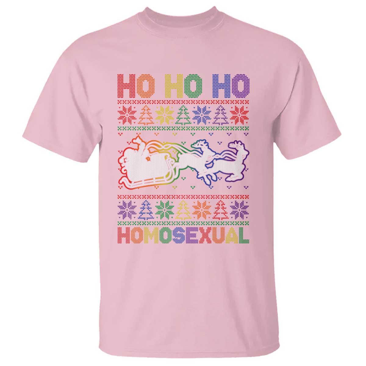 Funny Christmas LGBT T Shirt Ho Ho Ho Homosexual TS09 Light Pink Print Your Wear