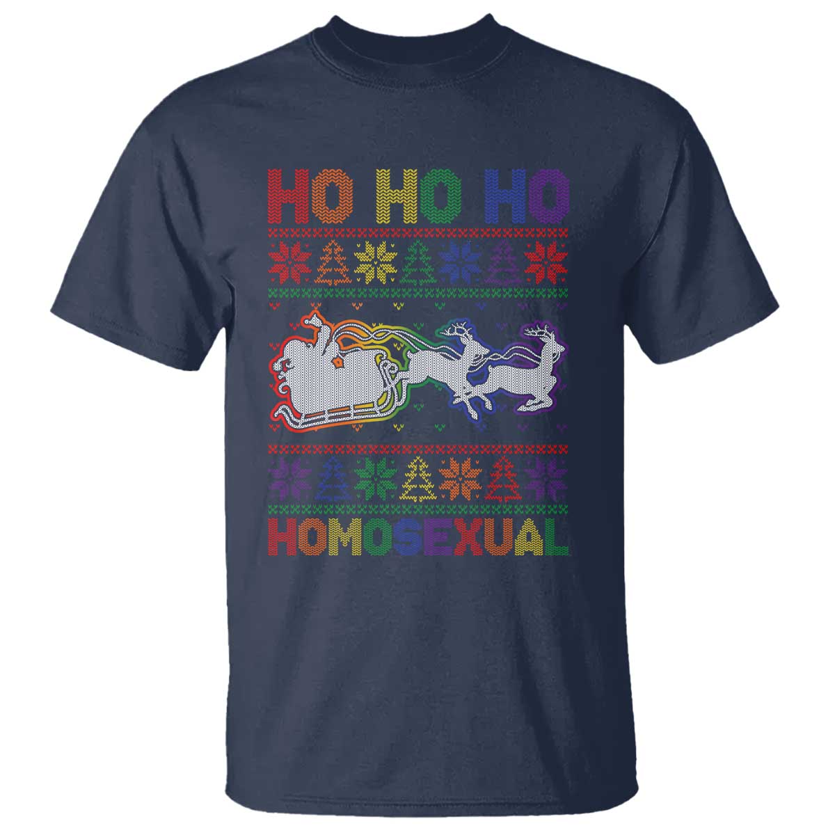 Funny Christmas LGBT T Shirt Ho Ho Ho Homosexual TS09 Navy Print Your Wear