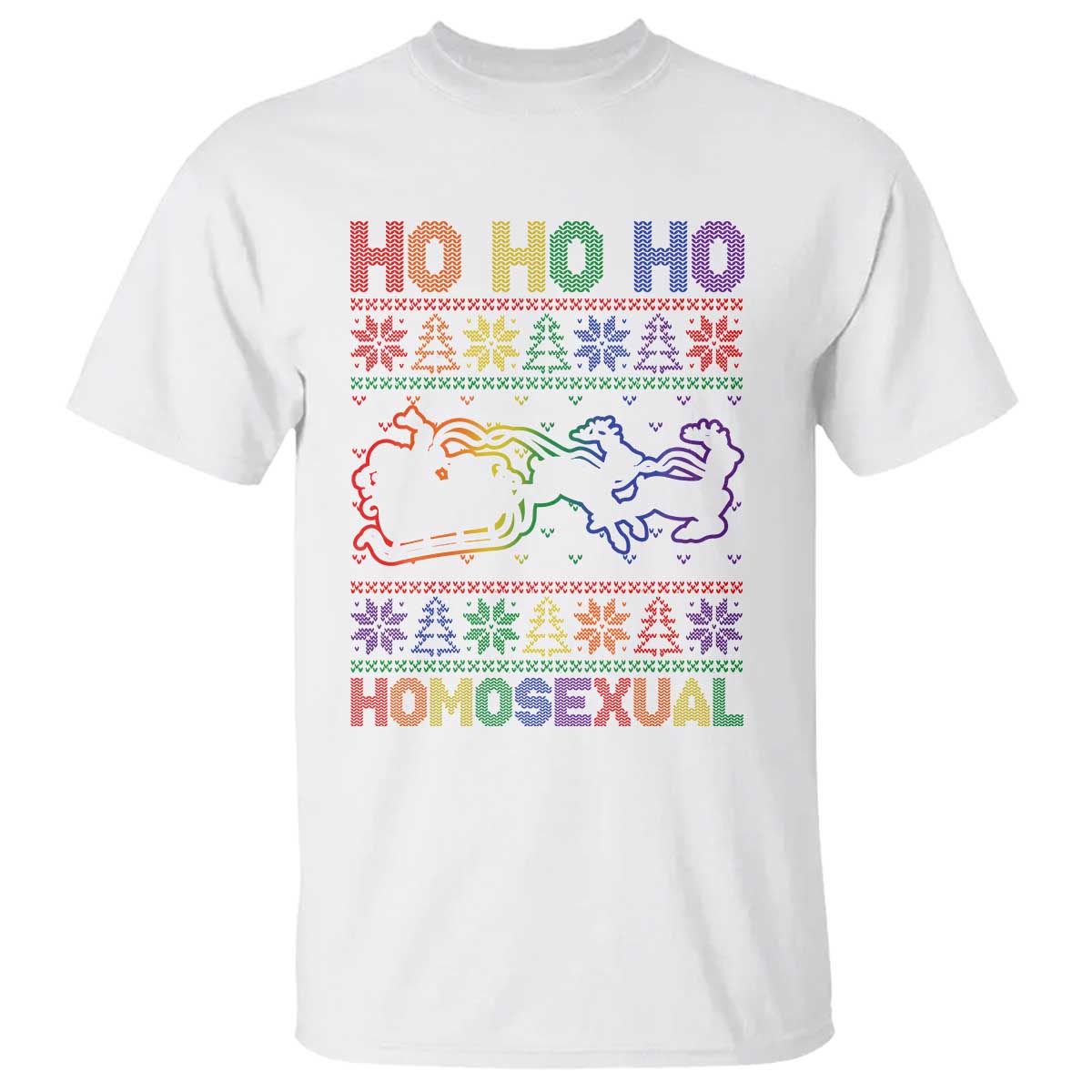 Funny Christmas LGBT T Shirt Ho Ho Ho Homosexual TS09 White Print Your Wear