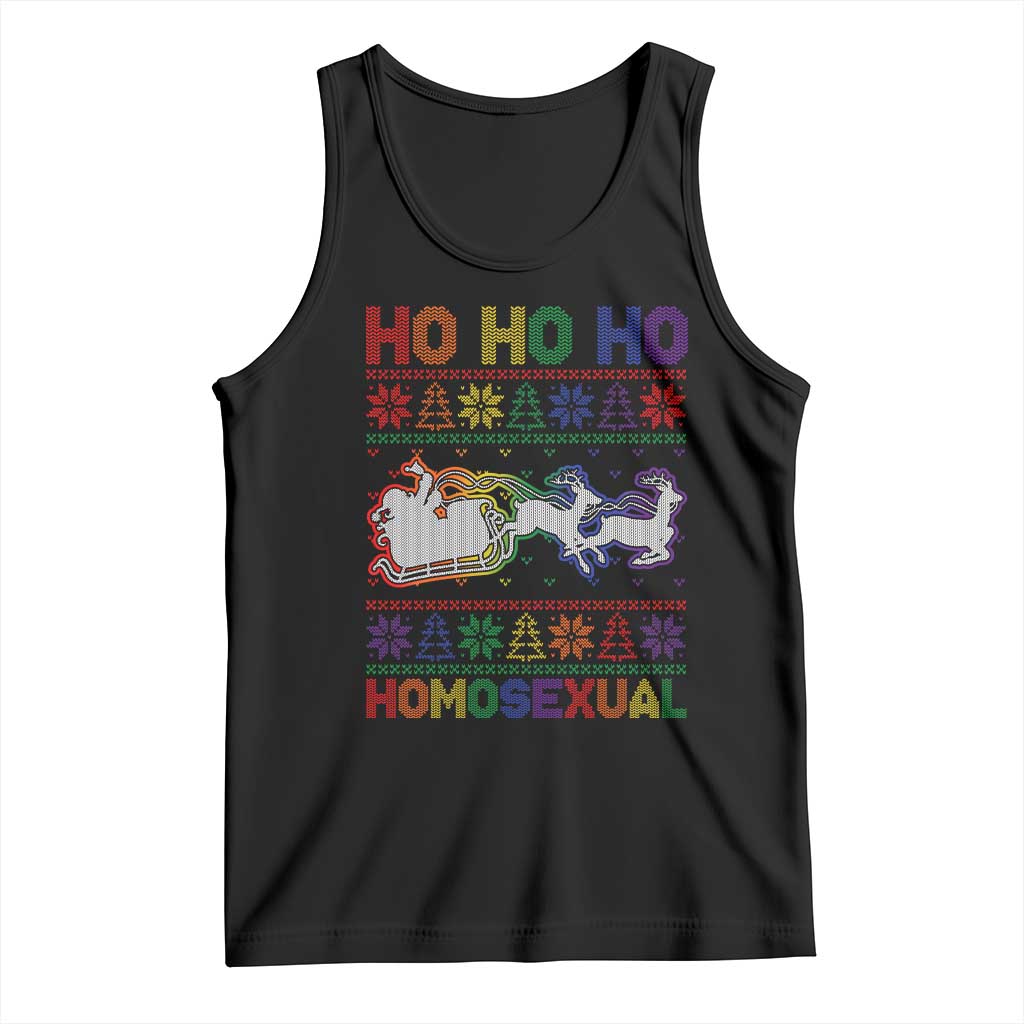 Funny Christmas LGBT Tank Top Ho Ho Ho Homosexual TS09 Black Print Your Wear
