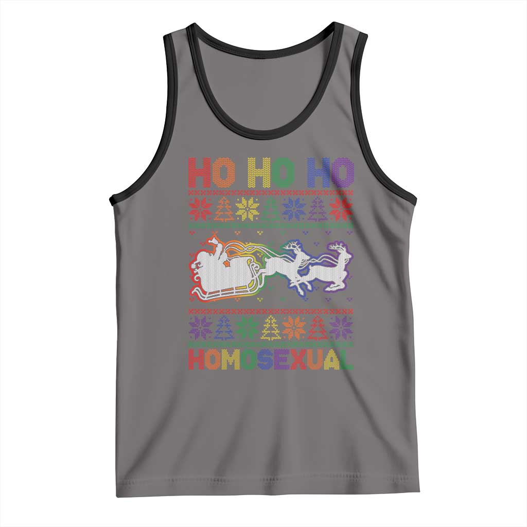 Funny Christmas LGBT Tank Top Ho Ho Ho Homosexual TS09 Deep Heather Black Print Your Wear