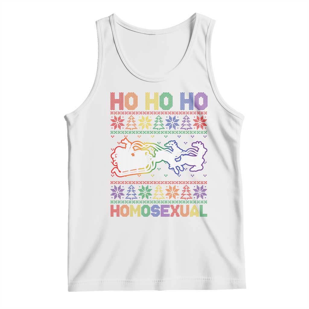 Funny Christmas LGBT Tank Top Ho Ho Ho Homosexual TS09 White Print Your Wear