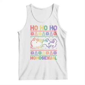 Funny Christmas LGBT Tank Top Ho Ho Ho Homosexual TS09 White Print Your Wear