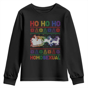 Funny Christmas LGBT Youth Sweatshirt Ho Ho Ho Homosexual TS09 Black Print Your Wear