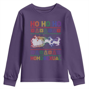 Funny Christmas LGBT Youth Sweatshirt Ho Ho Ho Homosexual TS09 Purple Print Your Wear
