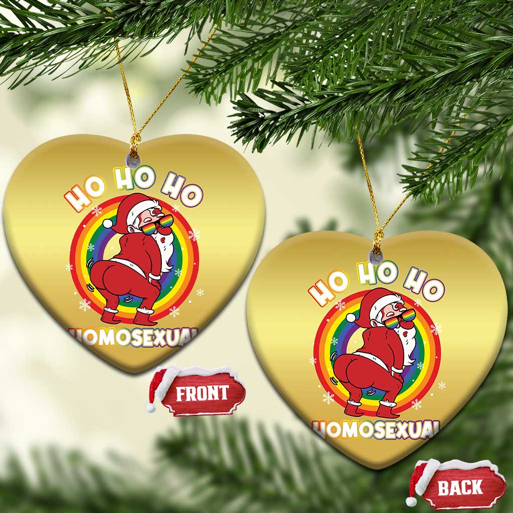 Funny Xmas LGBT Christmas Ornament Santa Ho Ho Ho Homosexual TS09 Heart Gold Print Your Wear