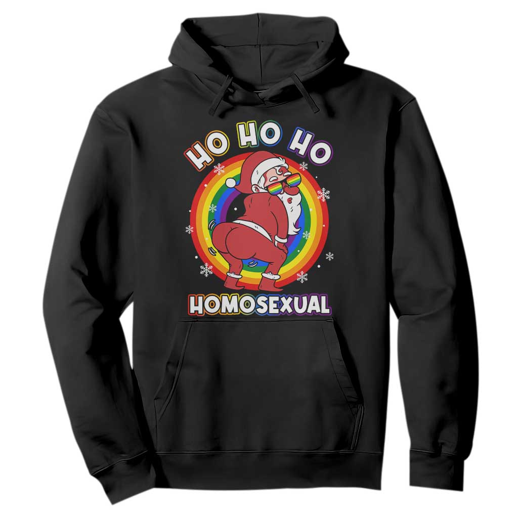Funny Christmas LGBT Hoodie Santa Ho Ho Ho Homosexual TS09 Black Print Your Wear