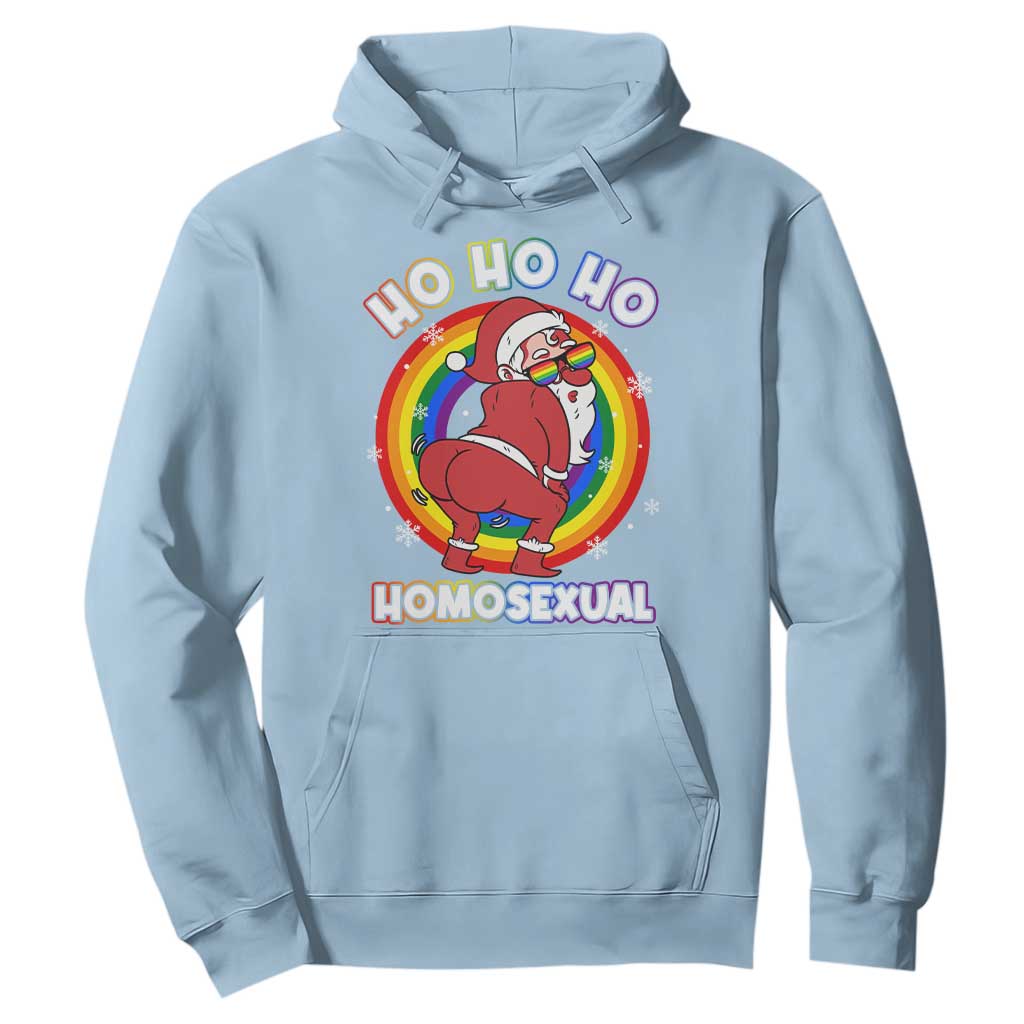 Funny Christmas LGBT Hoodie Santa Ho Ho Ho Homosexual TS09 Light Blue Print Your Wear