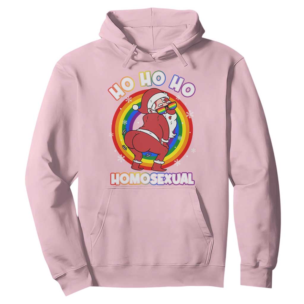 Funny Christmas LGBT Hoodie Santa Ho Ho Ho Homosexual TS09 Light Pink Print Your Wear