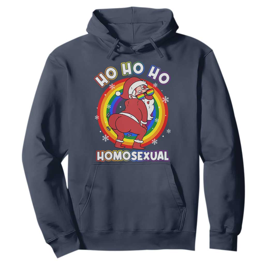 Funny Christmas LGBT Hoodie Santa Ho Ho Ho Homosexual TS09 Navy Print Your Wear