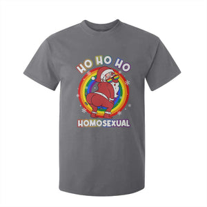 Funny Christmas LGBT T Shirt For Kid Santa Ho Ho Ho Homosexual TS09 Charcoal Print Your Wear