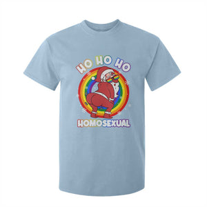 Funny Christmas LGBT T Shirt For Kid Santa Ho Ho Ho Homosexual TS09 Light Blue Print Your Wear