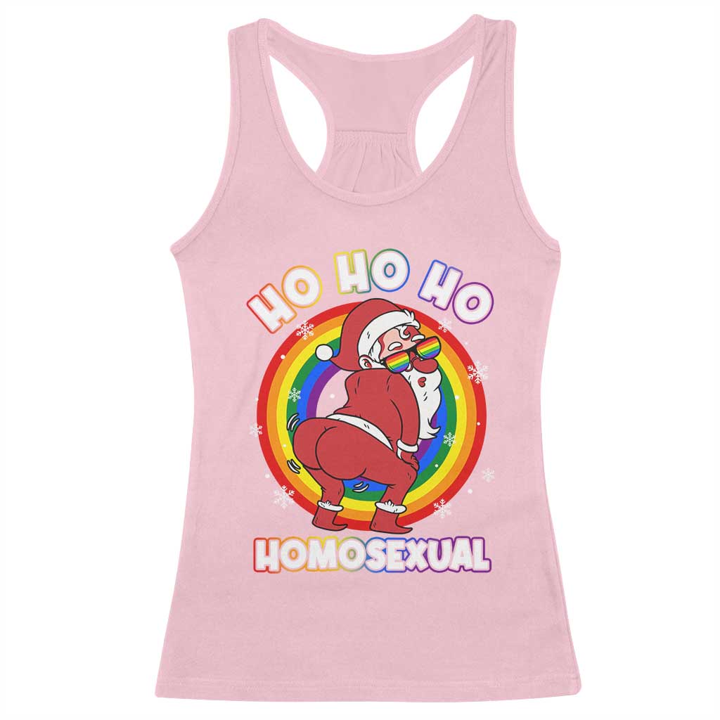 Funny Christmas LGBT Racerback Tank Top Santa Ho Ho Ho Homosexual TS09 Light Pink Print Your Wear