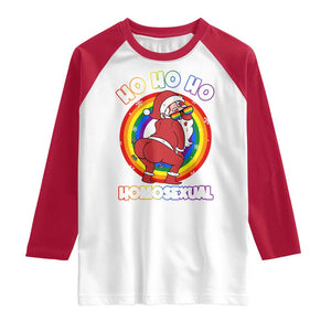 Funny Christmas LGBT Raglan Shirt Santa Ho Ho Ho Homosexual TS09 White Red Print Your Wear