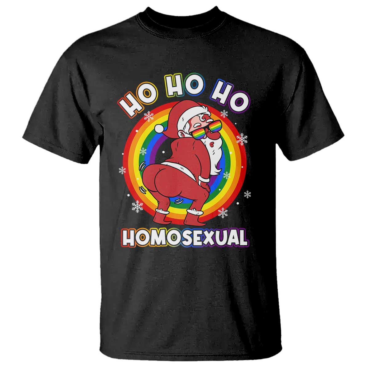 Funny Christmas LGBT T Shirt Santa Ho Ho Ho Homosexual TS09 Black Print Your Wear