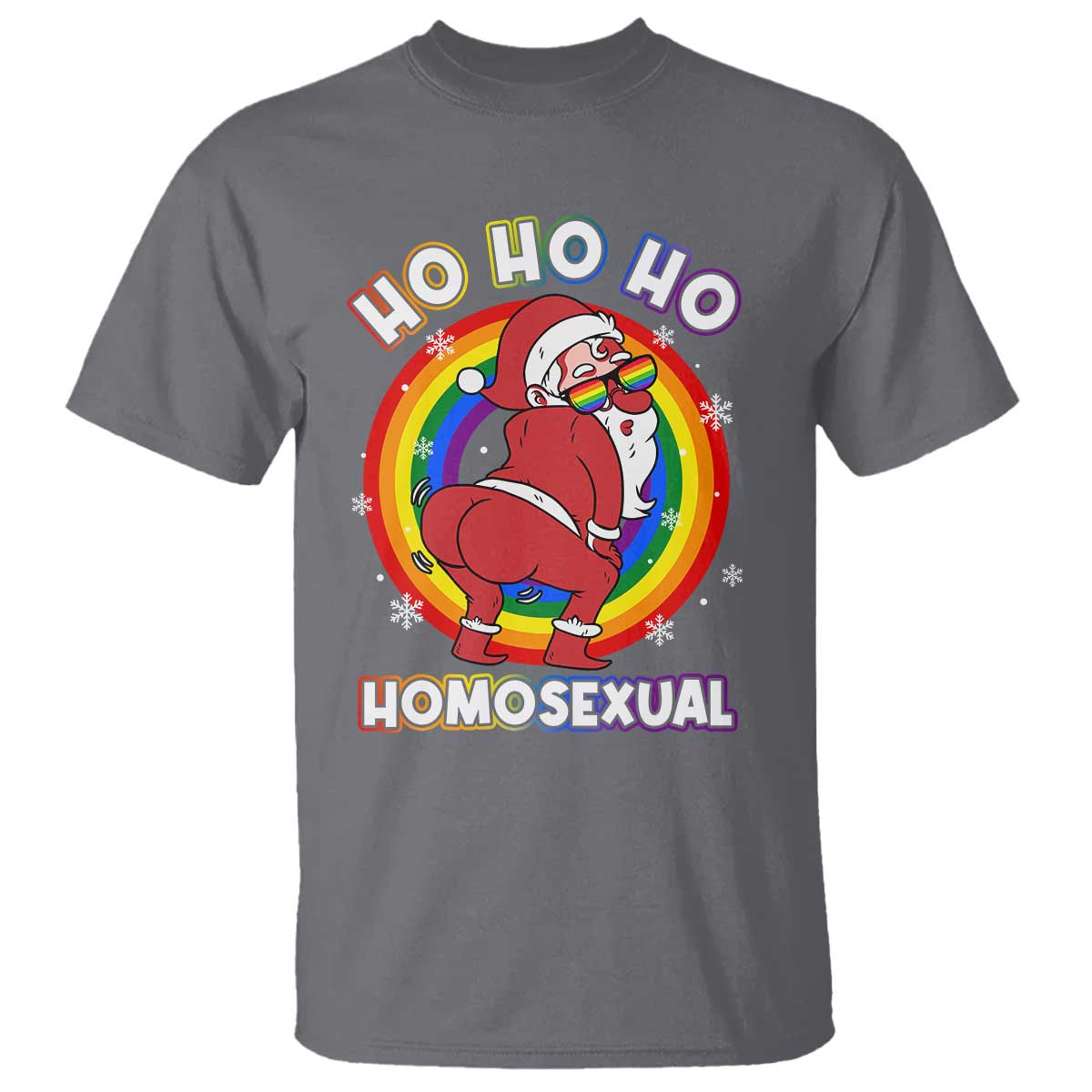 Funny Christmas LGBT T Shirt Santa Ho Ho Ho Homosexual TS09 Charcoal Print Your Wear