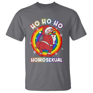 Funny Christmas LGBT T Shirt Santa Ho Ho Ho Homosexual TS09 Charcoal Print Your Wear