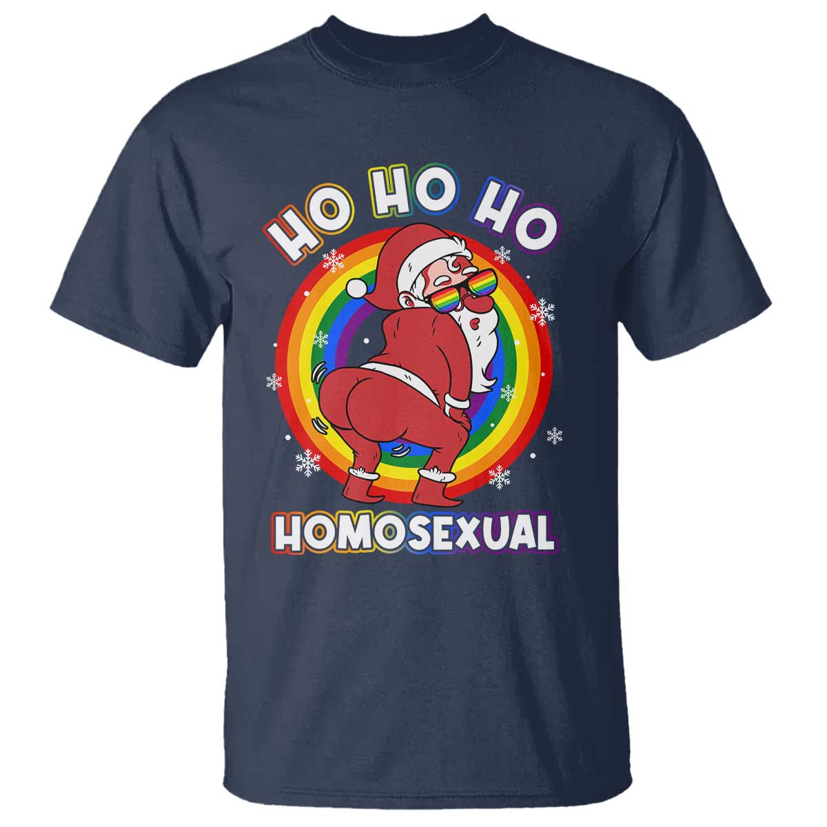Funny Christmas LGBT T Shirt Santa Ho Ho Ho Homosexual TS09 Navy Print Your Wear