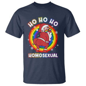 Funny Christmas LGBT T Shirt Santa Ho Ho Ho Homosexual TS09 Navy Print Your Wear