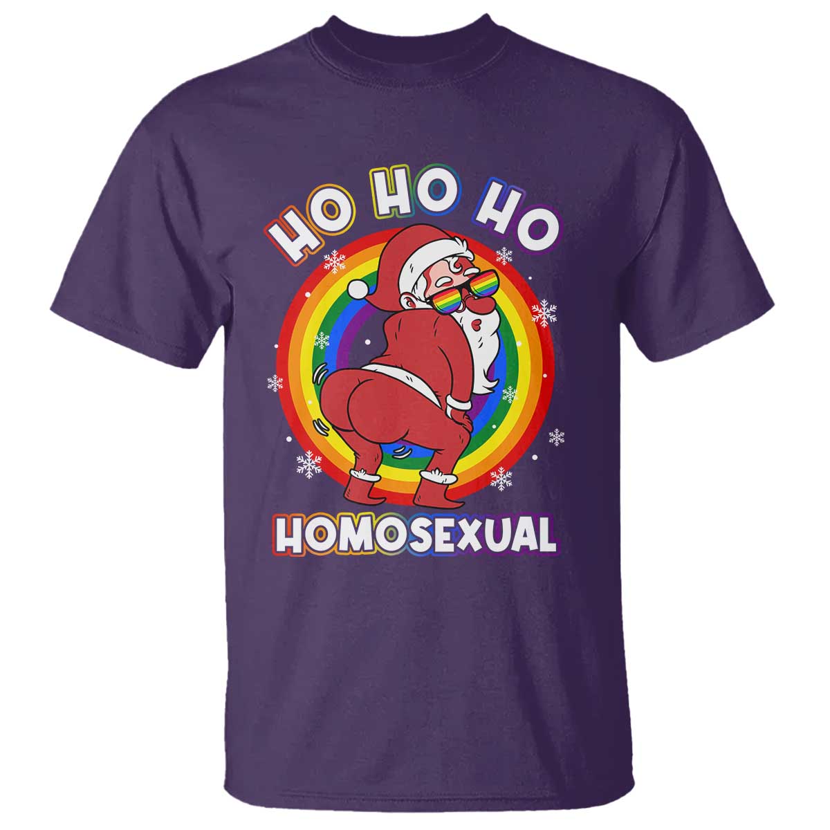 Funny Christmas LGBT T Shirt Santa Ho Ho Ho Homosexual TS09 Purple Print Your Wear