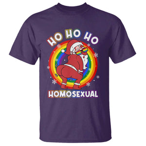 Funny Christmas LGBT T Shirt Santa Ho Ho Ho Homosexual TS09 Purple Print Your Wear