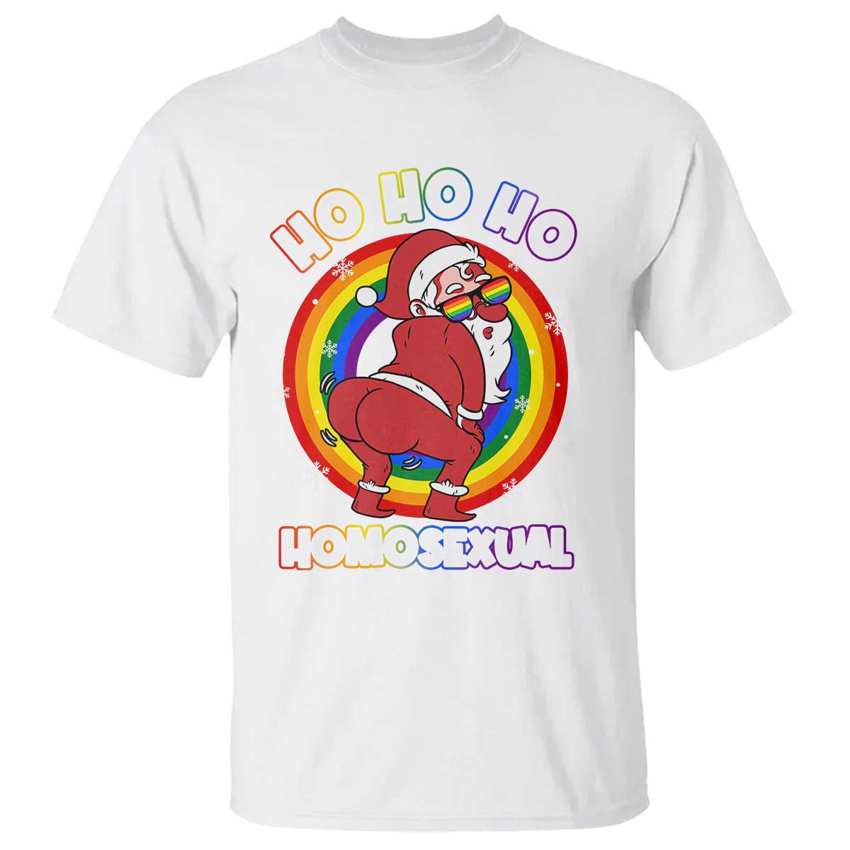 Funny Christmas LGBT T Shirt Santa Ho Ho Ho Homosexual TS09 White Print Your Wear