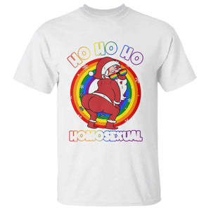 Funny Christmas LGBT T Shirt Santa Ho Ho Ho Homosexual TS09 White Print Your Wear
