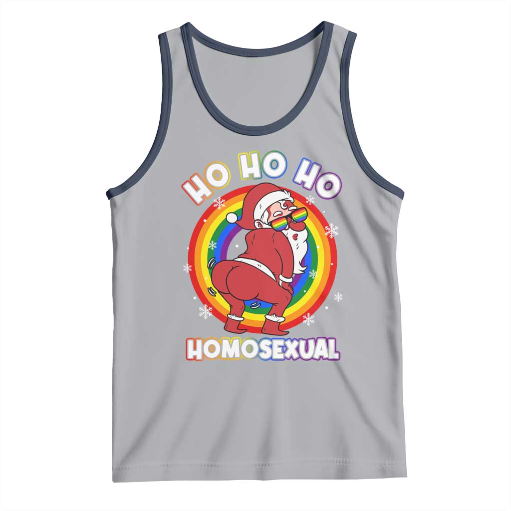 Funny Christmas LGBT Tank Top Santa Ho Ho Ho Homosexual TS09 Athletic Heather Navy Print Your Wear