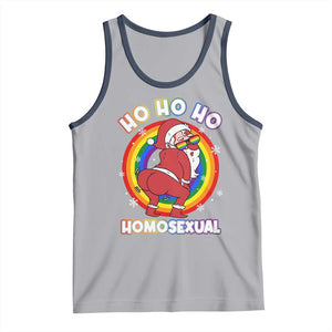 Funny Christmas LGBT Tank Top Santa Ho Ho Ho Homosexual TS09 Athletic Heather Navy Print Your Wear