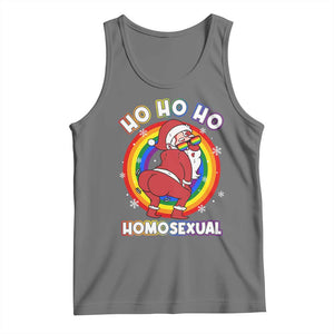 Funny Christmas LGBT Tank Top Santa Ho Ho Ho Homosexual TS09 Black Heather Print Your Wear