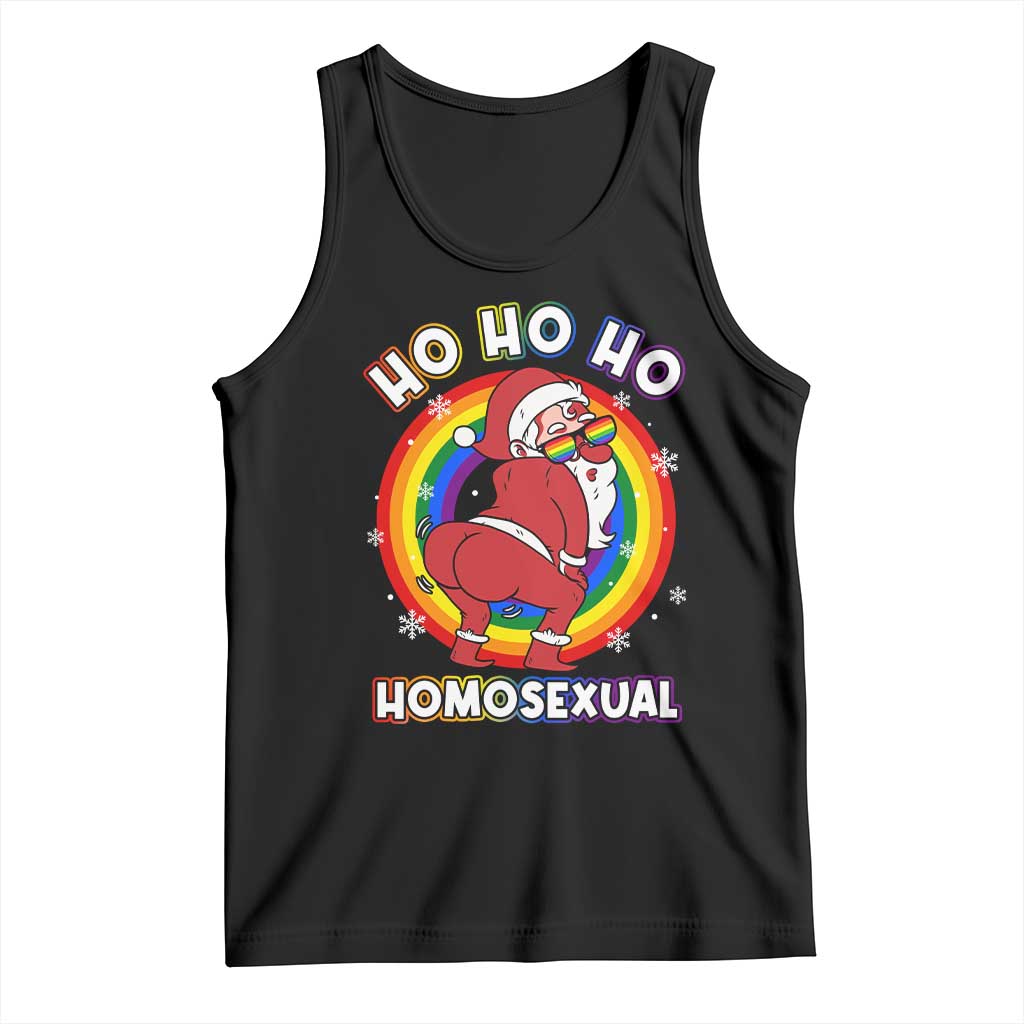 Funny Christmas LGBT Tank Top Santa Ho Ho Ho Homosexual TS09 Black Print Your Wear