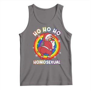 Funny Christmas LGBT Tank Top Santa Ho Ho Ho Homosexual TS09 Deep Heather Print Your Wear