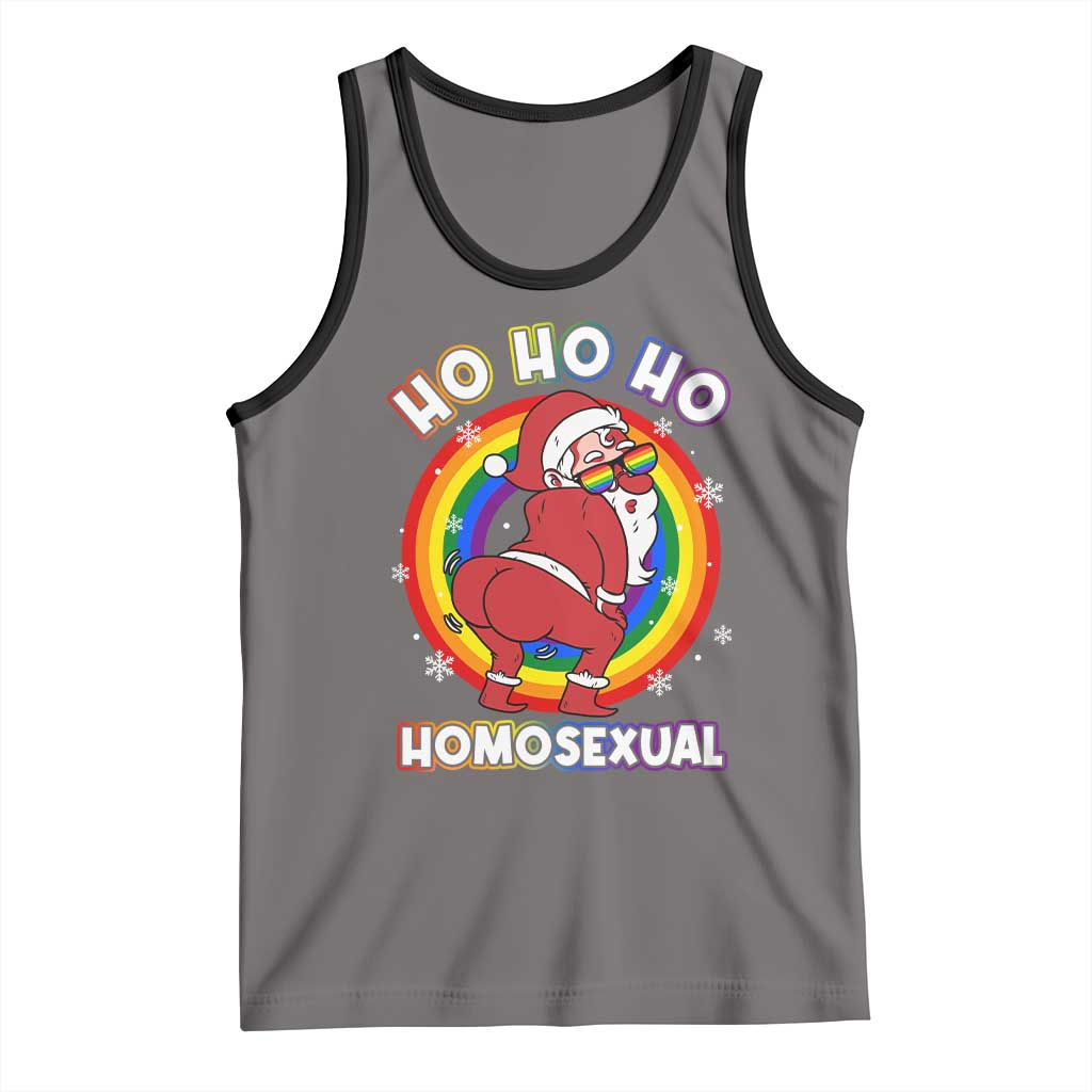 Funny Christmas LGBT Tank Top Santa Ho Ho Ho Homosexual TS09 Deep Heather Black Print Your Wear