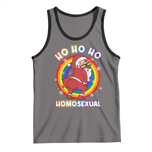 Funny Christmas LGBT Tank Top Santa Ho Ho Ho Homosexual TS09 Deep Heather Black Print Your Wear