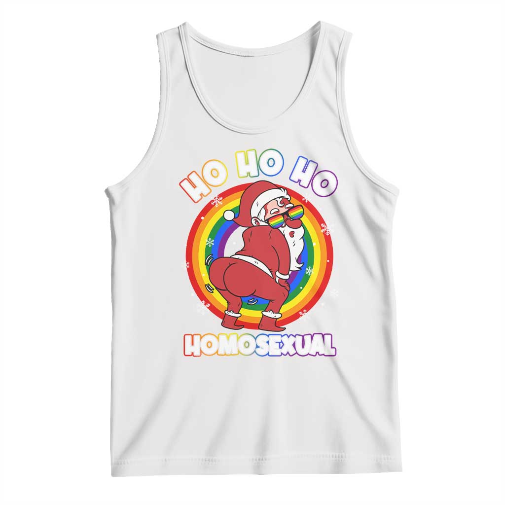 Funny Christmas LGBT Tank Top Santa Ho Ho Ho Homosexual TS09 White Print Your Wear