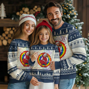 Funny Xmas LGBT Ugly Christmas Sweater Santa Ho Ho Ho Homosexual TS09 Navy Print Your Wear