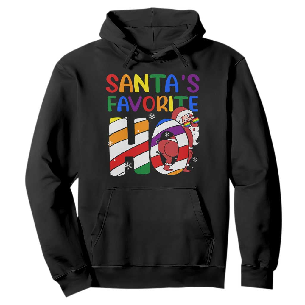 Funny Christmas LGBT Hoodie Santas Favorite Ho Rainbow TS09 Black Print Your Wear