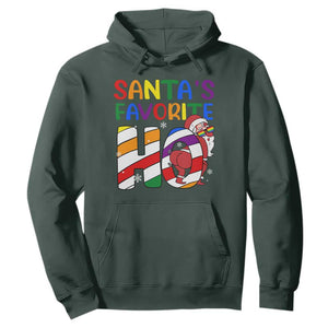 Funny Christmas LGBT Hoodie Santas Favorite Ho Rainbow TS09 Dark Forest Green Print Your Wear