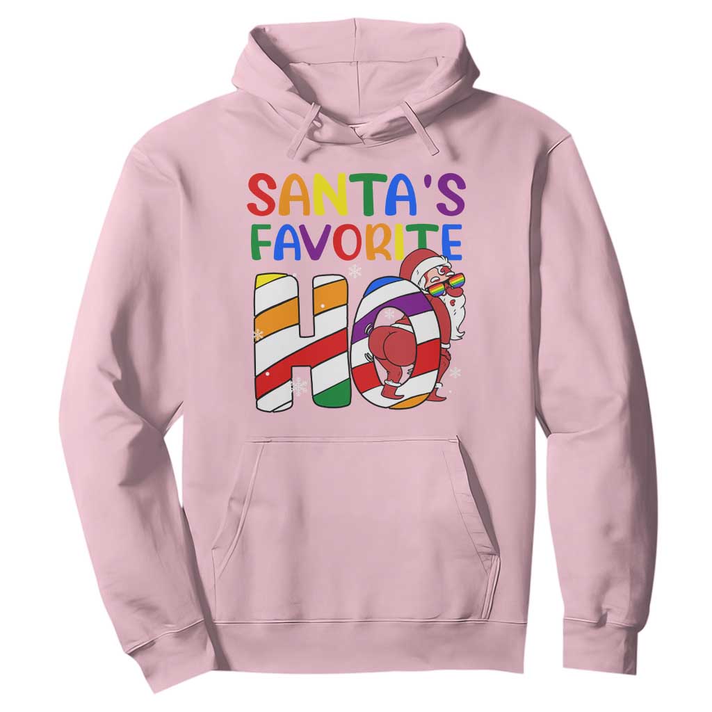 Funny Christmas LGBT Hoodie Santas Favorite Ho Rainbow TS09 Light Pink Print Your Wear