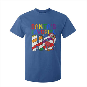 Funny Christmas LGBT T Shirt For Kid Santas Favorite Ho Rainbow TS09 Royal Blue Print Your Wear